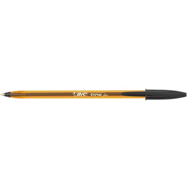 Penna a sfera con cappuccio Bic Cristal nera - tratto 0,8 mm - fusto giallo  (conf. 50)