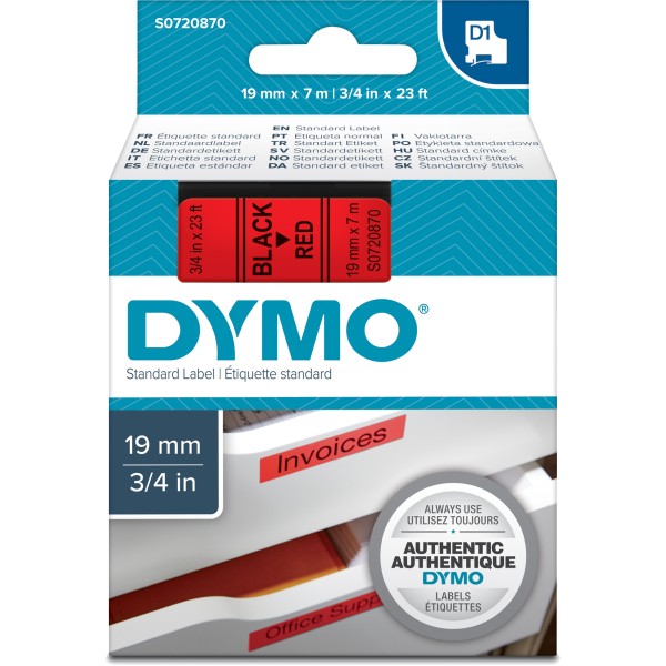 Nastro Dymo 19mm x 7m - 45807 (S0720870) nero-rosso - 764478