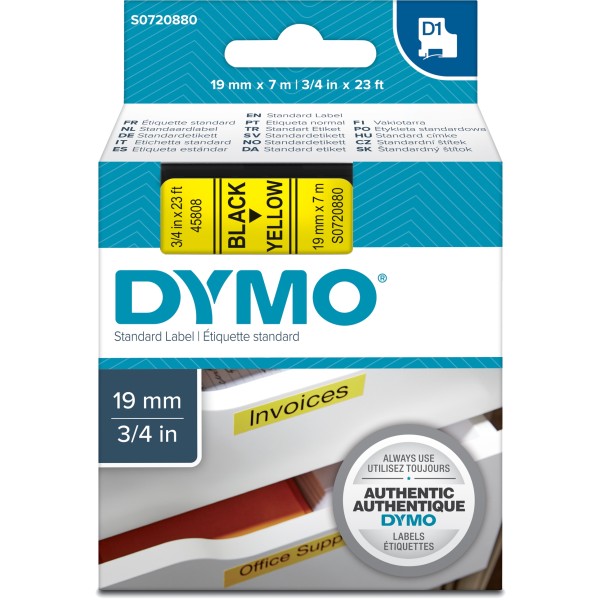 Nastro Dymo 19mm x 7m - 45808 (S0720880) nero-giallo - 766486