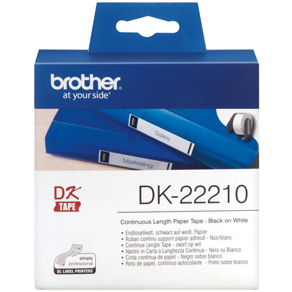 Rotolo etichette Brother DK22210 nero-bianco - 770600
