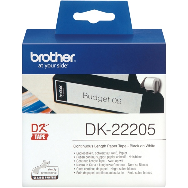 Rotolo etichette Brother DK22205 nero-bianco - 770627