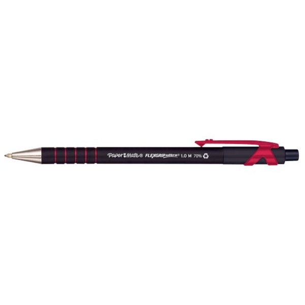 Penna A Sfera A Scatto Paper Mate Flexgrip Ultra – Punta Media 1mm, Inchiostro Nero, Corpo Gommoso E Impugnatura Testurizzata, Design Elegante Con Ogiva In Metallo - 3