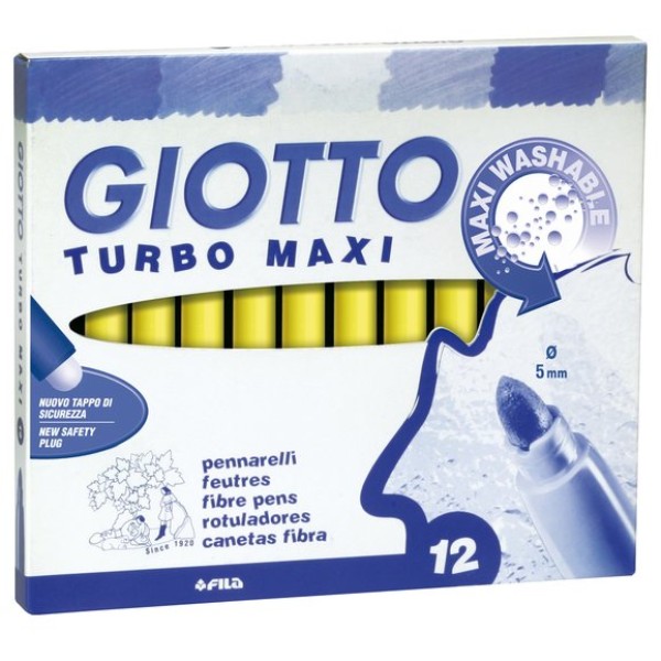 Pennarelli Turbo Giotto - Turbo Maxi punta larga - 1-3 mm - giallo - 456002 (conf.12)