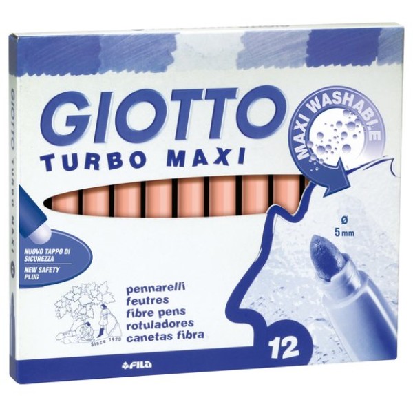 Pennarelli Turbo Giotto - Turbo Maxi punta larga - 1-3 mm - rosa carne - 456006 (conf.12)