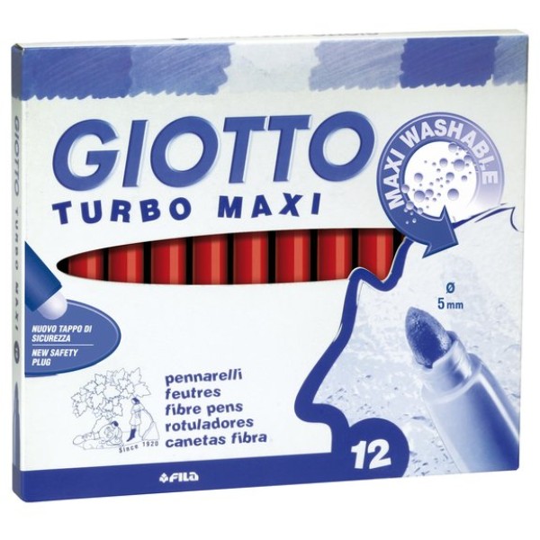 Pennarelli Turbo Giotto - Turbo Maxi punta larga - 1-3 mm - rosso - 456011 (conf.12)
