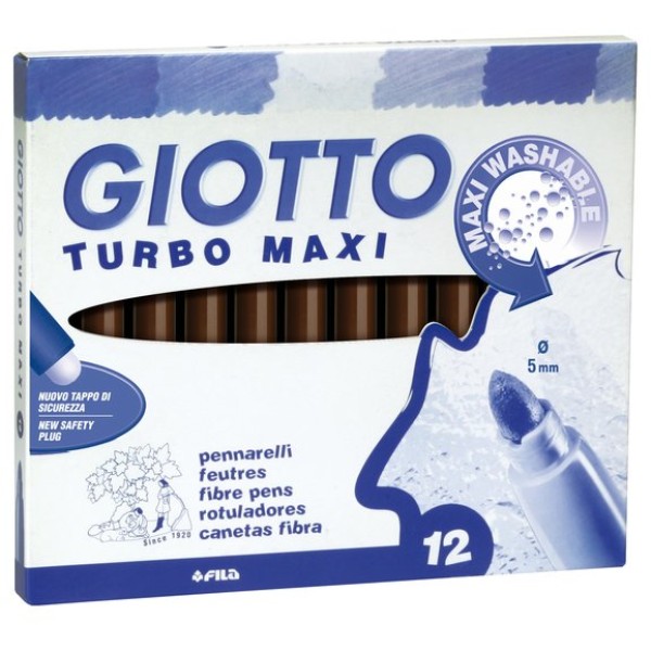 Pennarelli Turbo Giotto - Turbo Maxi punta larga - 1-3 mm - marrone - 456016 (conf.12)