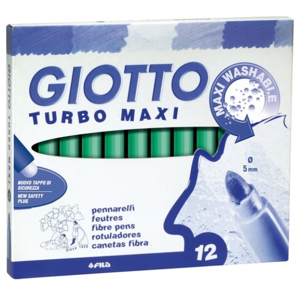 Pennarelli Turbo Giotto - Turbo Maxi punta larga - 1-3 mm - verde chiaro - 456018 (conf.12)