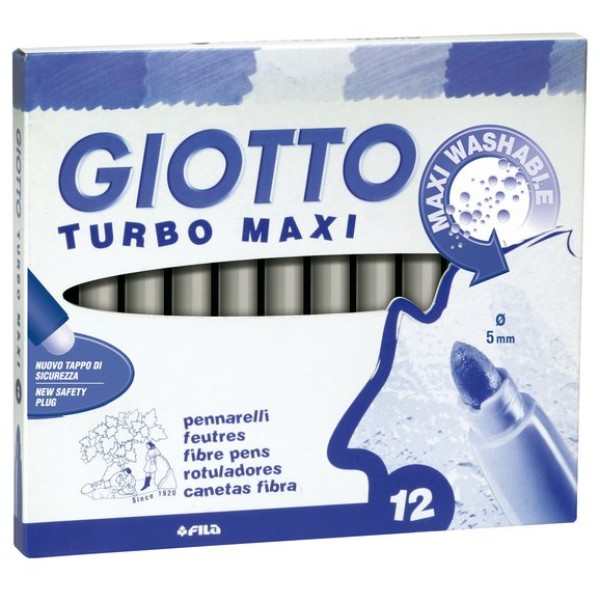 Pennarelli Turbo Giotto - Turbo Maxi punta larga - 1-3 mm - grigio - 456025 (conf.12)
