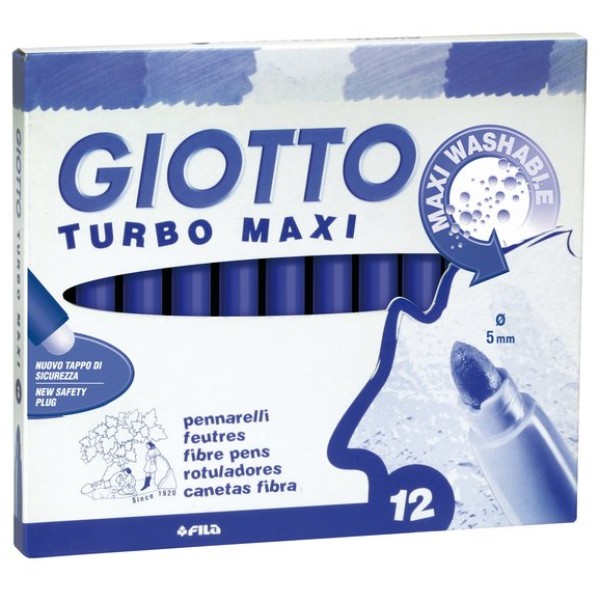 Pennarelli Turbo Giotto - Turbo Maxi punta larga - 1-3 mm - blu - 456032 (conf.12)