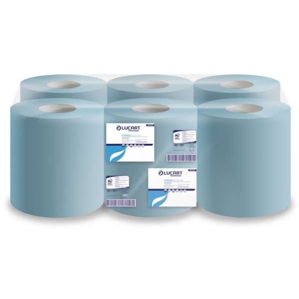 Rotoli di carta asciugatutto Lucart Strong Blue 135 - 2 veli - 6 rotoli da  135 metri