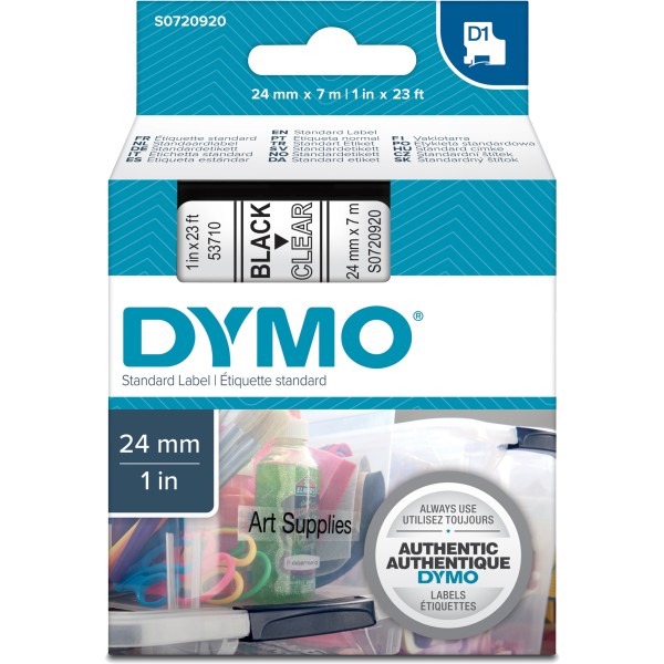 Nastro Dymo 24mm x 7m - 53710 (S0720920) nero-trasparente - 859816