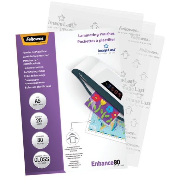 Pouches per plastificatrici Fellowes - 80 micron per lato - opaca - A3 - 5452003 (conf.100)