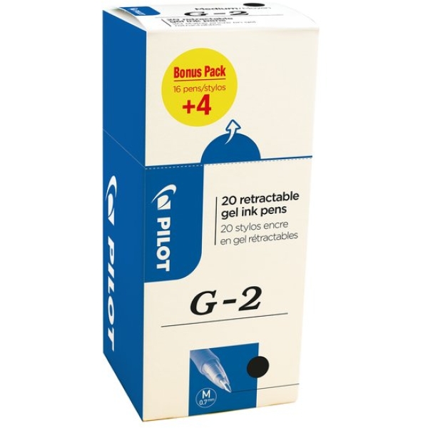 Penna Gel a scatto G-2 Pilot - 0,7 mm - nero - 000017 (conf.20)
