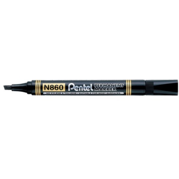 Marcatore permanente N860 Pentel linea Amiko - scalpello - 1,2-4,5 mm - nero - N860-AE (conf.12)