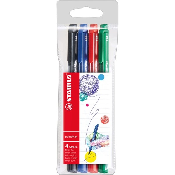 Fineliner pointMax Stabilo - 0,8 mm - assortiti - 488/4 (conf.4)