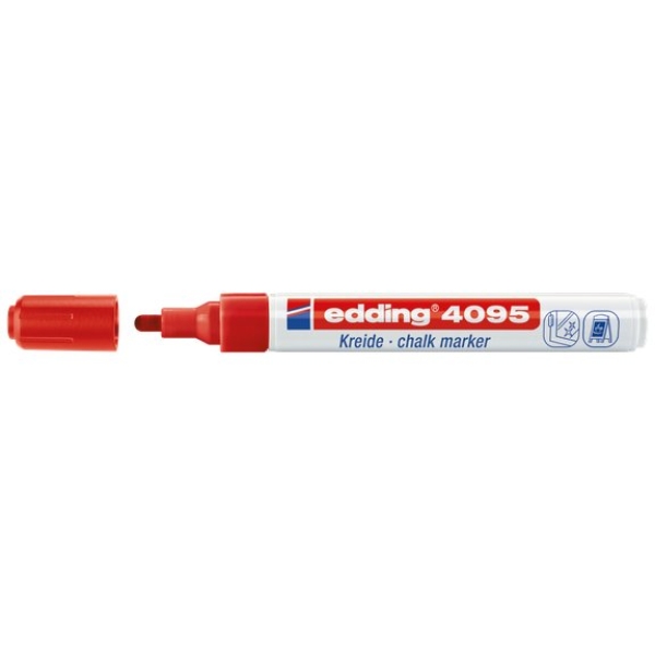 Marcatore a gesso liquido 4095 Edding - punta tonda - 2-3 mm - rosso - 4-4095002