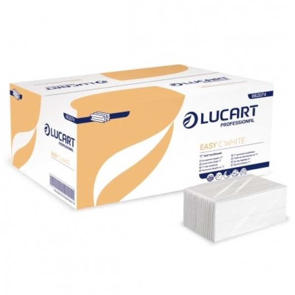 Asciugamani intercalati Lucart - C - 1 velo - carta riciclata - 22,5x33 cm - 862074 (conf.20)