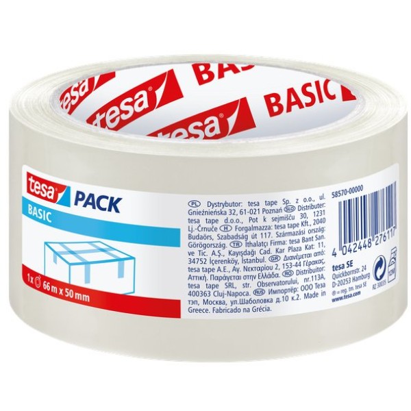 Nastri da imballo Tesa - Basic - 50 mm x 66 m - trasparente - 58570-00000-00 (conf.6)