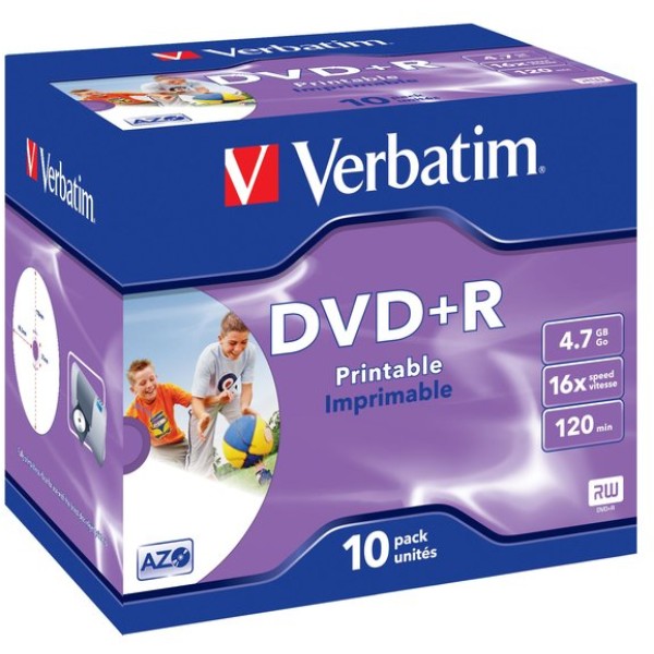 DVD Verbatim Verbatim - DVD+R - 4,7 Gb - 16x - Stampabile - Jewel case - 43508 (conf.10)