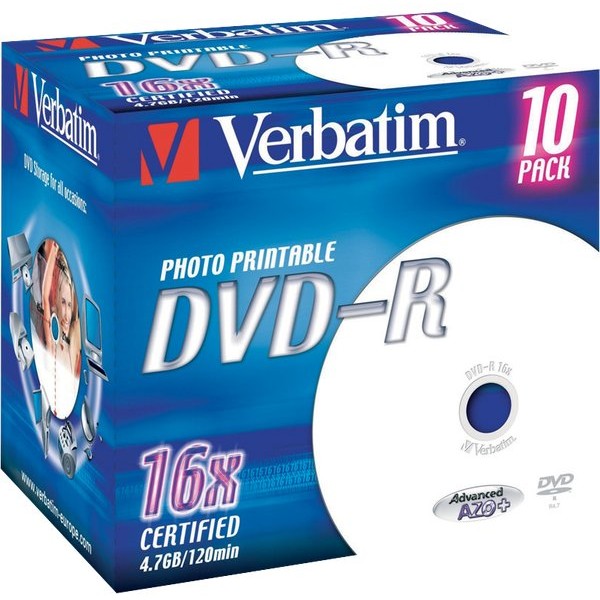 DVD Verbatim Verbatim - DVD-R - 4,7 Gb - 16x - Stampabile - Jewel case - 43521 (conf.10)