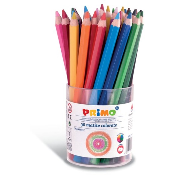 Matite colorate jumbo Primo - 33x25x33,5 cm - bicchiere - assortiti - 521B36 (conf.36)