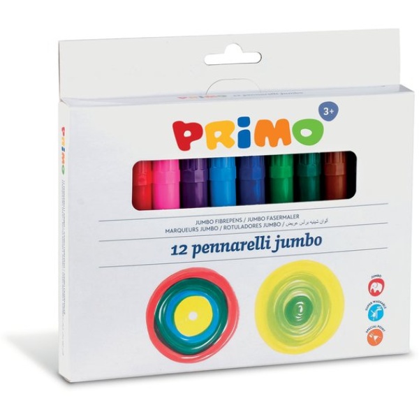 Pennarelli jumbo Primo - 38x28,5x12,5 cm - scatola cartone - assortiti - 603JUMBO12 (conf.12)