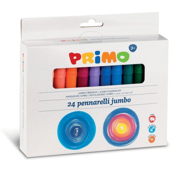 Pennarelli jumbo Primo - 38x28,5x12,5 cm - scatola cartone - assortiti - 604JUMBO24 (conf.24)