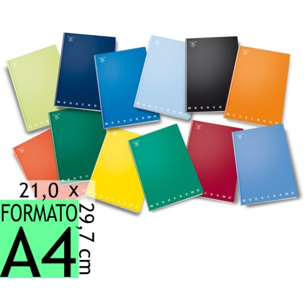 PIGNA Maxi Quaderno Monocromo A4, 42 fogli a quadretti 5 mm, Colori  assortiti (confezione 10 pezzi) - Quaderni Scolastici e Copertine