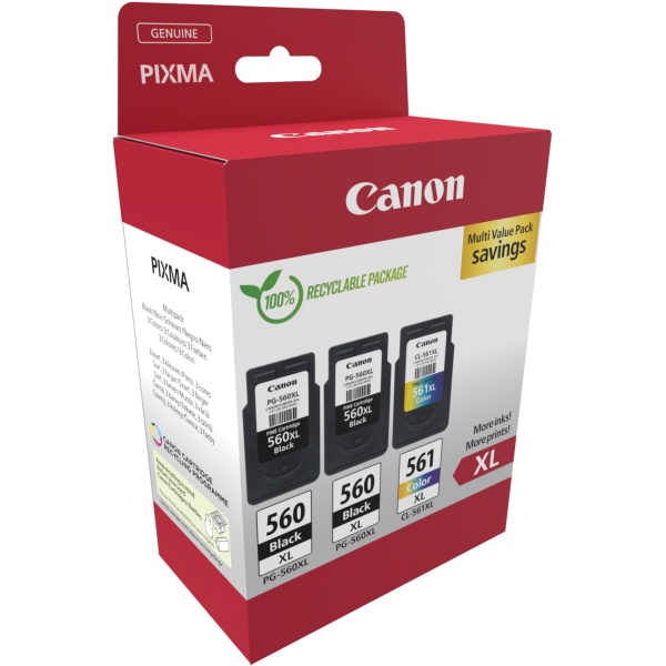 Cartuccia Canon PG-560XL 2 pz /CL-561XL 1 pz (3712C009) nero -colore - B02522