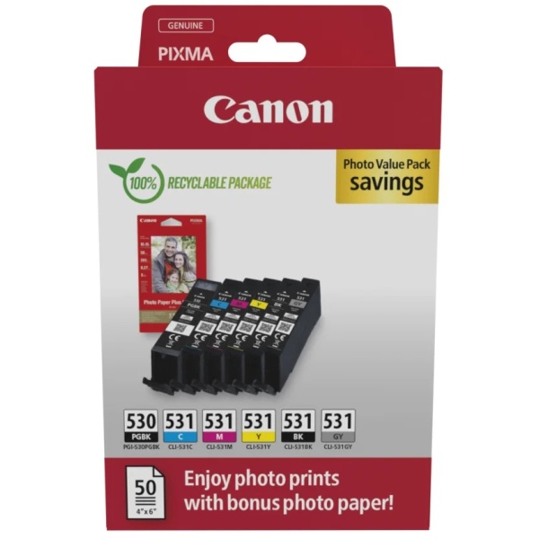 Cartuccia Canon PGI-530/CLI-531 (6117C004) 6 colori - B03314