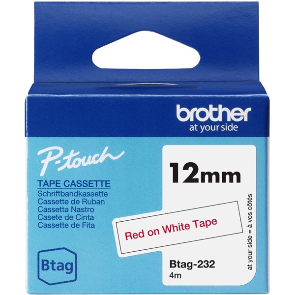 Nastro Brother Btag 232 (BTAG232) rosso-bianco - B03383