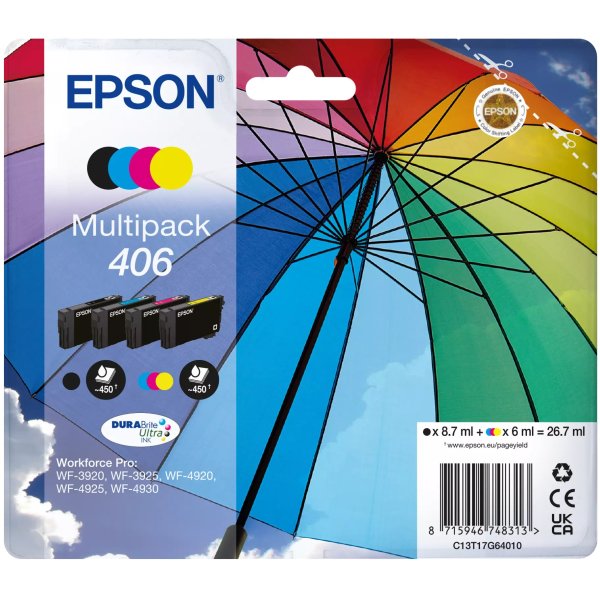 Cartuccia Epson 406 (C13T17G64010) nero-ciano-magenta-giallo - B04434
