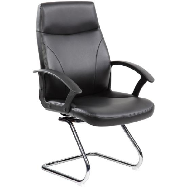 Richmond Poltrona attesa con braccioli PU nero - E9308GK - D01490