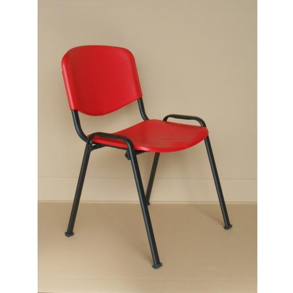 Sedia visitatore Conferenza rossa in PP struttura nera - 002/ISOPNR - D01559