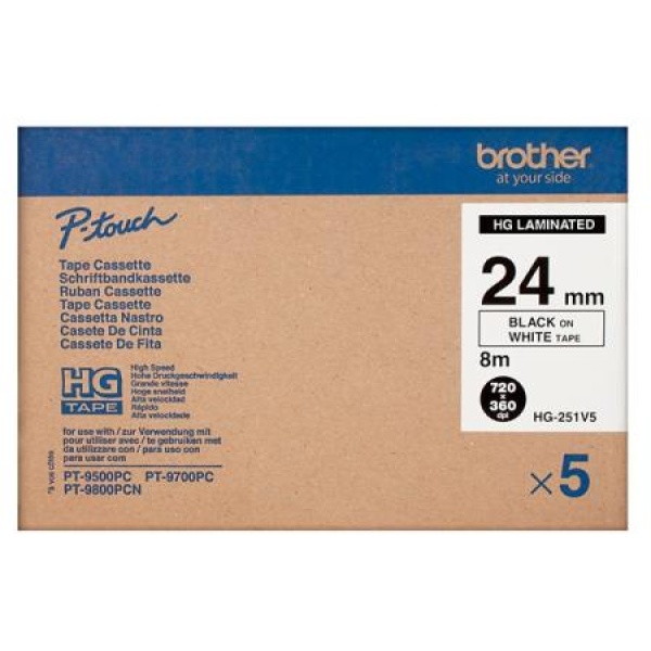 Nastro Brother HG251V5/HGE251V5 (HGE251V5) nero-bianco - D01578