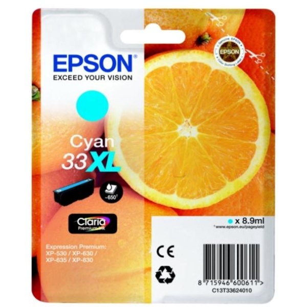 Cartuccia Epson T33XL/blister RS+AM+RF (C13T33624020) ciano - D01957