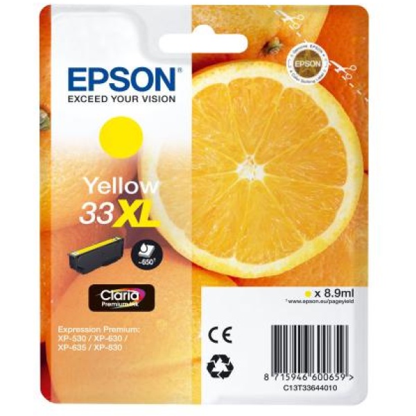 Cartuccia Epson T33XL/blister RS+AM+RF (C13T33644020) giallo - D01958