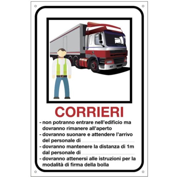 Cartello alluminio 30x20cm per Corrieri personalizzabile - D02431