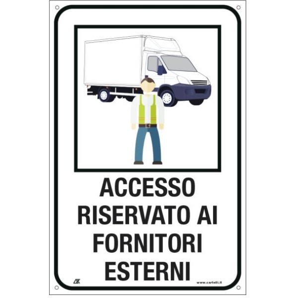 Etichetta 20x30cm "ACCESSO RISERVATO AI FORNITORI ESTERNI" - D02443