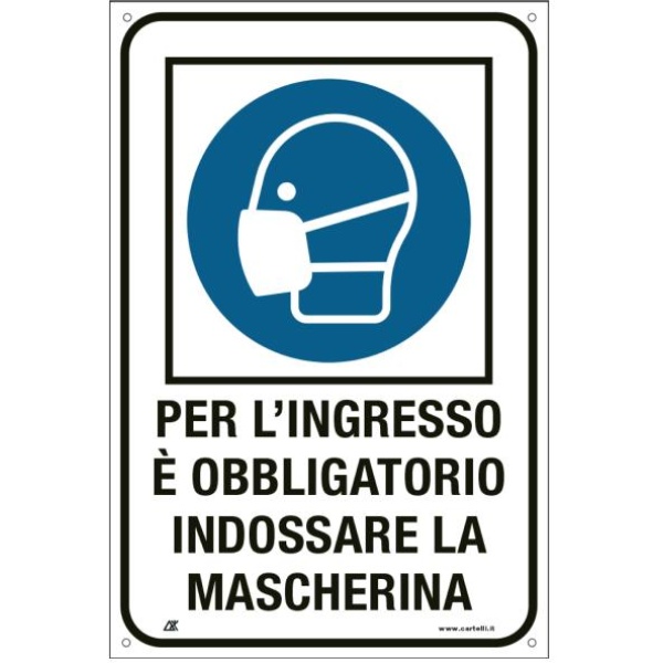 Etichetta per vetrofanie 12x18cm "OBBLIGO USO MASCHERINA" - D02447