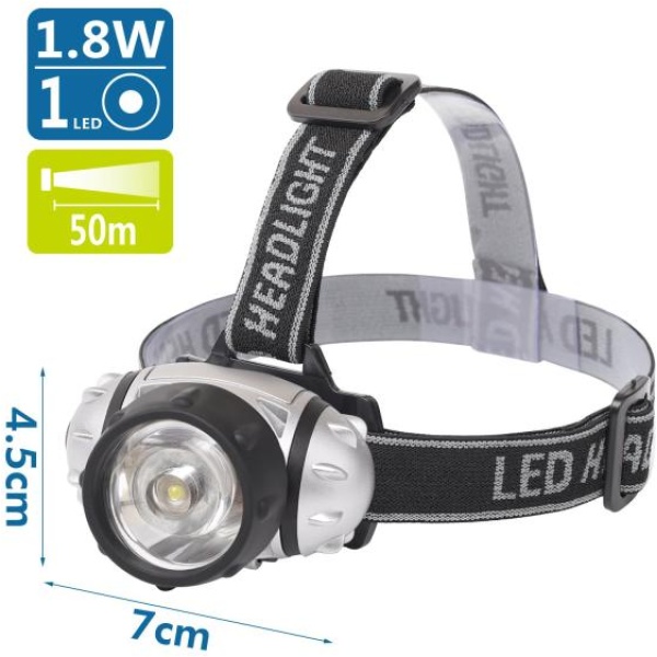 Lampada LED frontale argento, batterie 3*AAA (non incluse) - 102701LWL - D02548