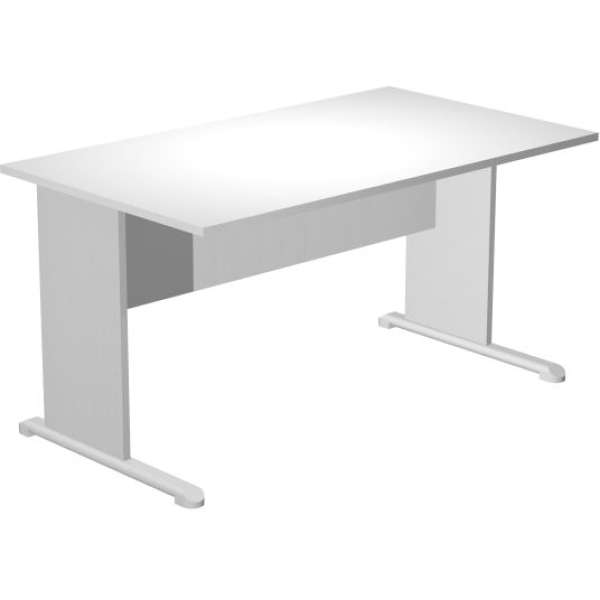 Scrivania fianchi melaminico e piede metallo cm 140 x 80 x 72 h, top bianco/fianchi grigio alluminio Linea Presto Artexport - 002L/35 - D03190