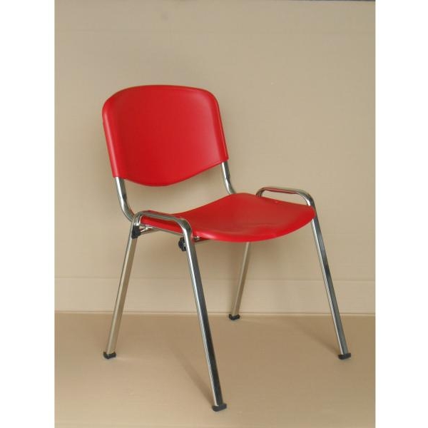 Sedia visitatore Conferenza rossa in PP struttura cromata - 002/ISOPCR - D03463