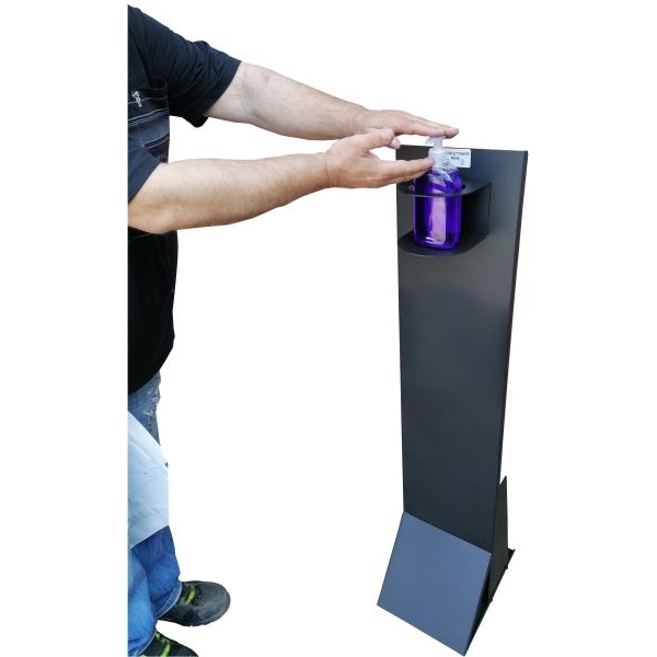 Colonna porta dispenser gel igienizzante in metallo ad alto spessore (2mm) nera - D03554