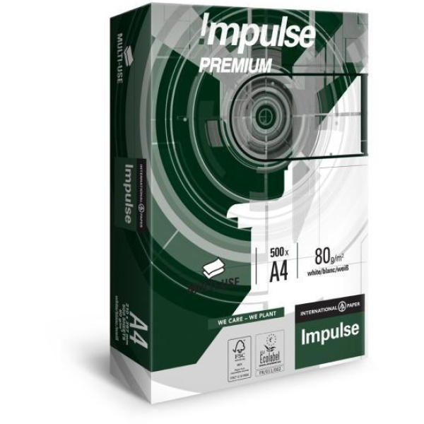 Carta A4 Impulse Premium - 80 g/m², spessore 105 µm, punto di bianco cie 161 conf. 5 risme - IMP008000210297 - D03656