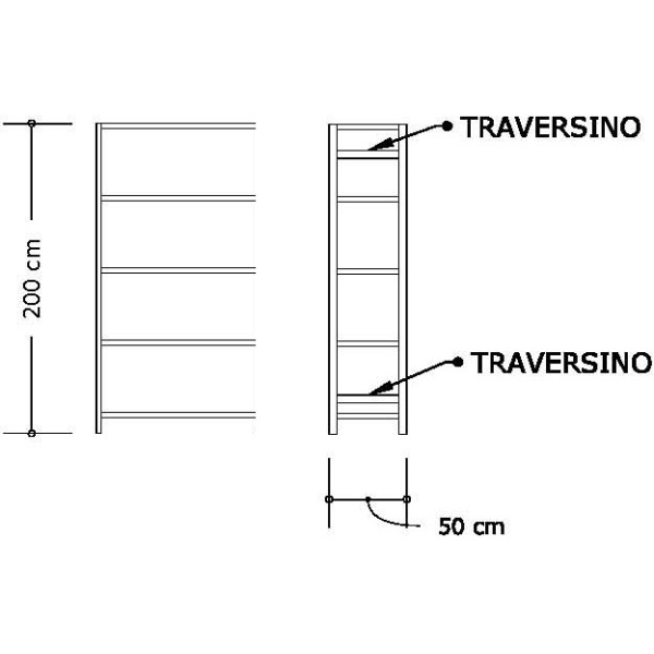Scaffale aggiuntivo in acciaio verniciato a polvere 100x50x200H cm - D07082