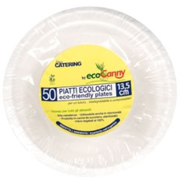 Eco piatti bio-compostabile linea everyday - piatto fondo 13,5 cm capacità 350 cc canna da zucchero - D07299