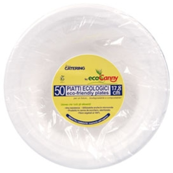 Eco piatti bio-compostabile linea everyday - piatto fondo 17,8 cm capacità 450 cc canna da zucchero - D07300