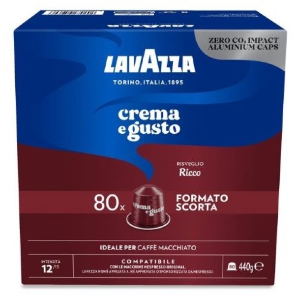 Capsule caffè Lavazza gusto Crema e Gusto Ricco in alluminio compatibile Nespresso - 7033 - D08638