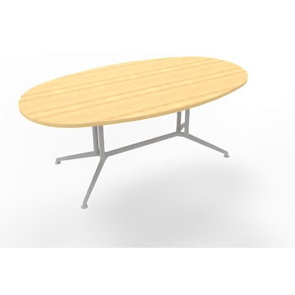 Tavolo riunione con piano melaminico ovale colore Faggio misura 200x110 h 76 per 8 persone codice X2ITO20-FA-A - D08658